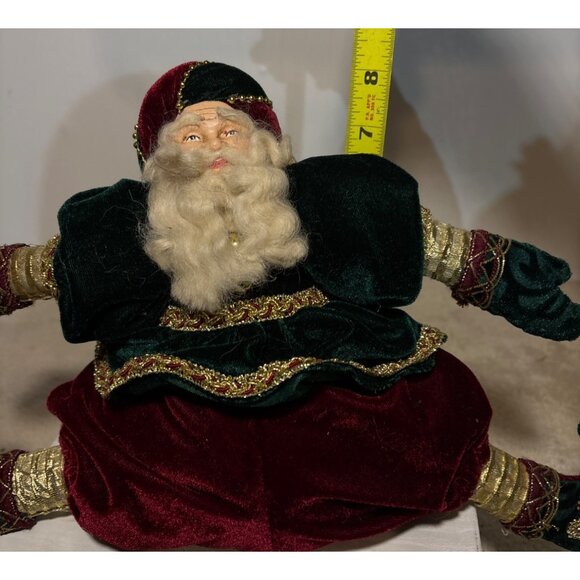 Vintage Santa Draft Stopper Elf Feet Figurine Red & Green Velvet Outfit Christma - Picture 8 of 9